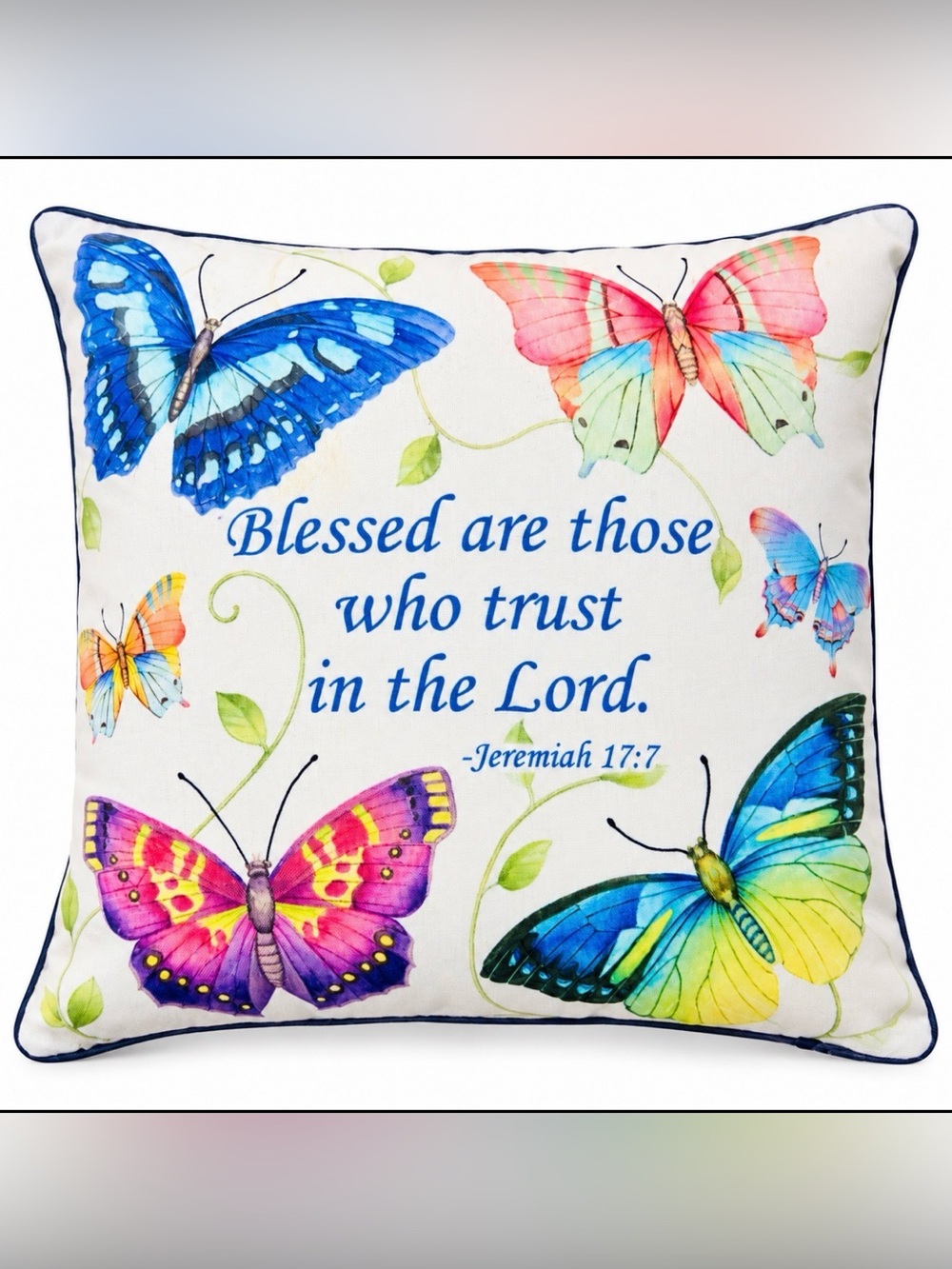 Butterfly Accent Pillow - Cream with Multicolor Butterflies Faith-Inspired